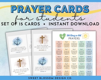 Prayer Cards for Students, Prayers for Kids, Daily Devotional for Kids, Prayers for Homeschoolers, Christian Prayer Cards, Daily Devotions