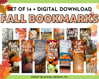 Printable Fall Bookmarks, Fall Printable, Fall Bookmark Set, Autumn Reading Bookmarks, Cute Bookmarks, Gifts for Readers