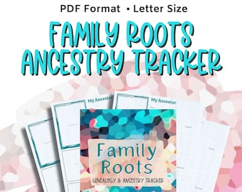 Rastreador de genealogía, Planificador de ascendencia, Genealogía imprimible, Gráfico de árbol genealógico, Rastreador de ascendencia, Hoja de historia familiar, Hoja de trabajo de árbol genealógico