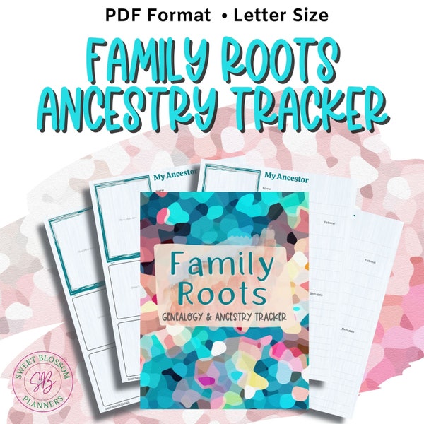 Genealogy Tracker, Ancestry Planner, Genealogy Printable, Family Tree Chart, Ancestry Tracker, Family History Sheet, Family Tree Worksheet