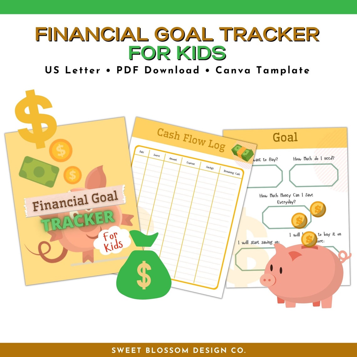 Savings Tracker for Kids, Editable Kids Financial Planner, Financial ...