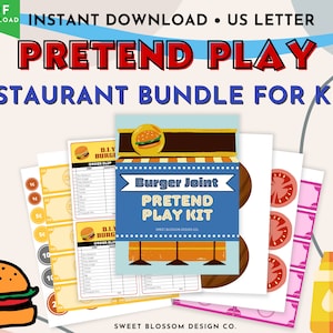 Restaurant Dramatic Play, Resataurant Pretend Play, Dramatic Play Restaurant, Restaurant Play Set, Dramatic Play Bundle, Kids Pretend Menu