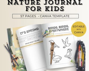 Diario de la naturaleza para niños, hojas de trabajo de ciencias para niños, unidades científicas de jardín de infantes, actividades al aire libre para niños en PDF, búsqueda del tesoro de la naturaleza para niños