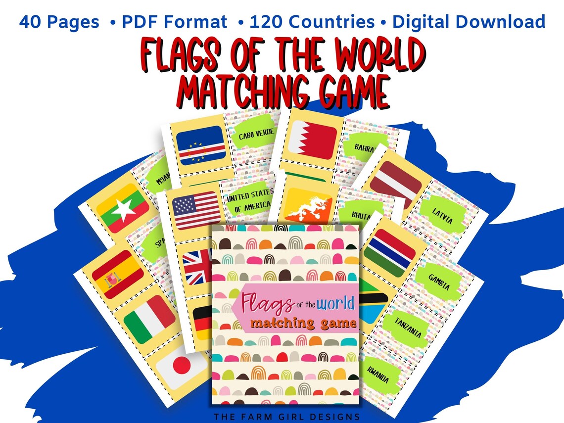 Flags of the World Matching Game World Flags Flag Flashcards Geography