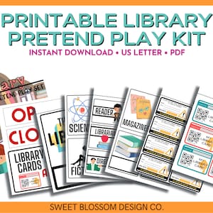 Library Pretend Play Printable, Pretend Play Library Set, Printable ...