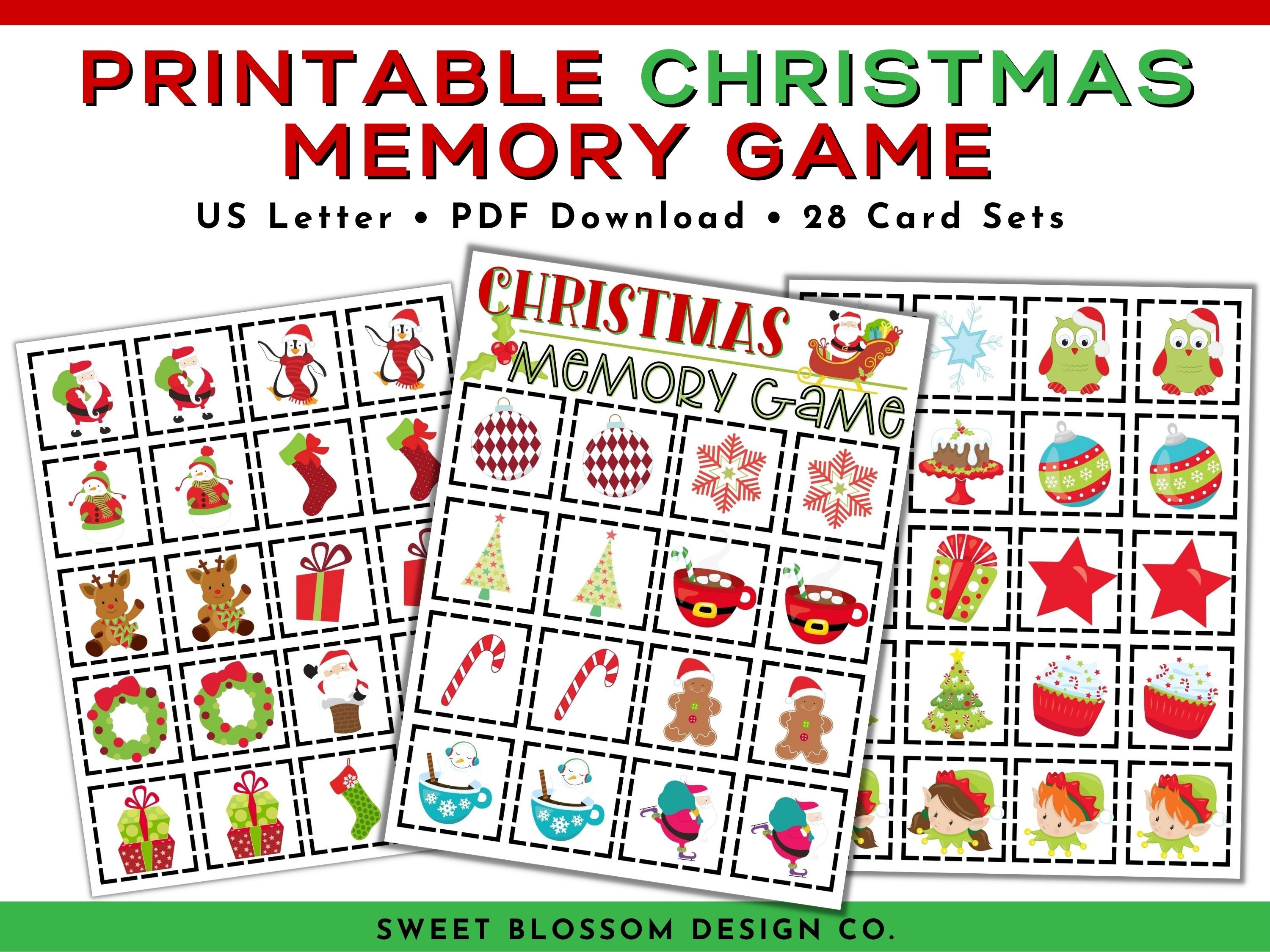 Christmas Memory Game, Printable Christmas Matching Game, Kids Memory Game Printable, Printable Game For Kids, Memory Game Cards Printable