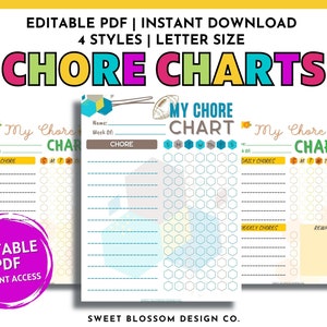 Chore Chart for Kids, Kids Chore Chart, Weekly Chore Chart, Kids Chores, Reward Chart, Responsibility Chart Printable, Family Chore Chart