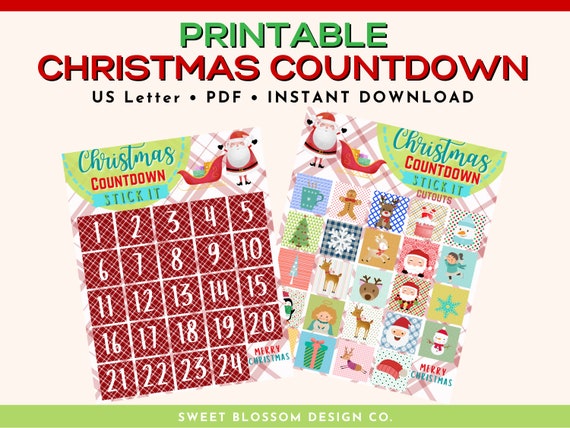 Christmas Countdown Printable Christmas Calendar Holiday | Etsy