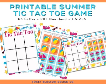 Summer Tic Tac Toe Printable, Tic Tac Toe Printable Sheets, Summer Party Game, Fun Summer Activity, Tic Tac Toe Board Printable
