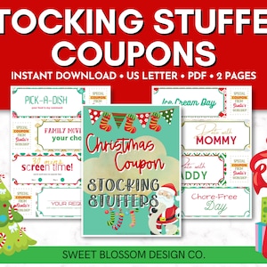Cupones de relleno de medias para niños, Cupones de Navidad para niños, Cupones para niños, Ideas de relleno de medias, Cupones de Navidad imprimibles