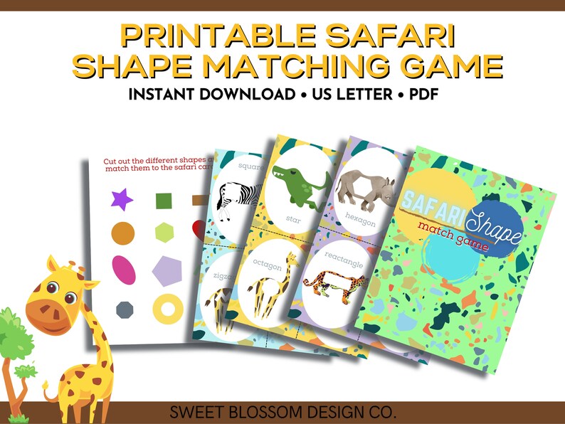 Safari Shape Matching Game, Shapes Activity for Kids, Preschool Game ...