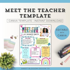 Meet The Teacher Pastel Template, Meet The Teacher Rainbow, First Day of School Template, Get to Know Me Printable, Welcome Letter Teacher