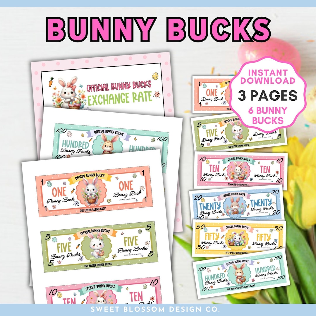 Easter Bunny Bucks Bunny Bucks Printable Kids Reward Bucks Printable Easter Bunny Bucks Bunny Bucks Printable Kids Reward Bucks Printable