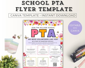 Flyer Rejoignez la PTA, Flyer d'adhésion PTA, Flyer de la semaine d'appréciation des enseignants pour les parents, Modèle de parrainage PTA, Formulaire d'adhésion PTA Canva