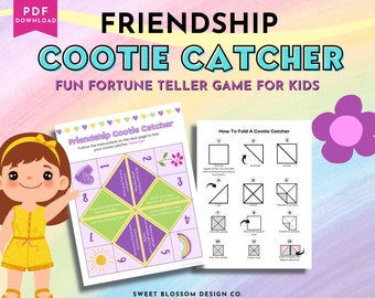 Printable Friendship Cootie Catcher, Printable Joke Teller for Kids, Fortune Teller Printable, School Class Party, Cootie Catcher