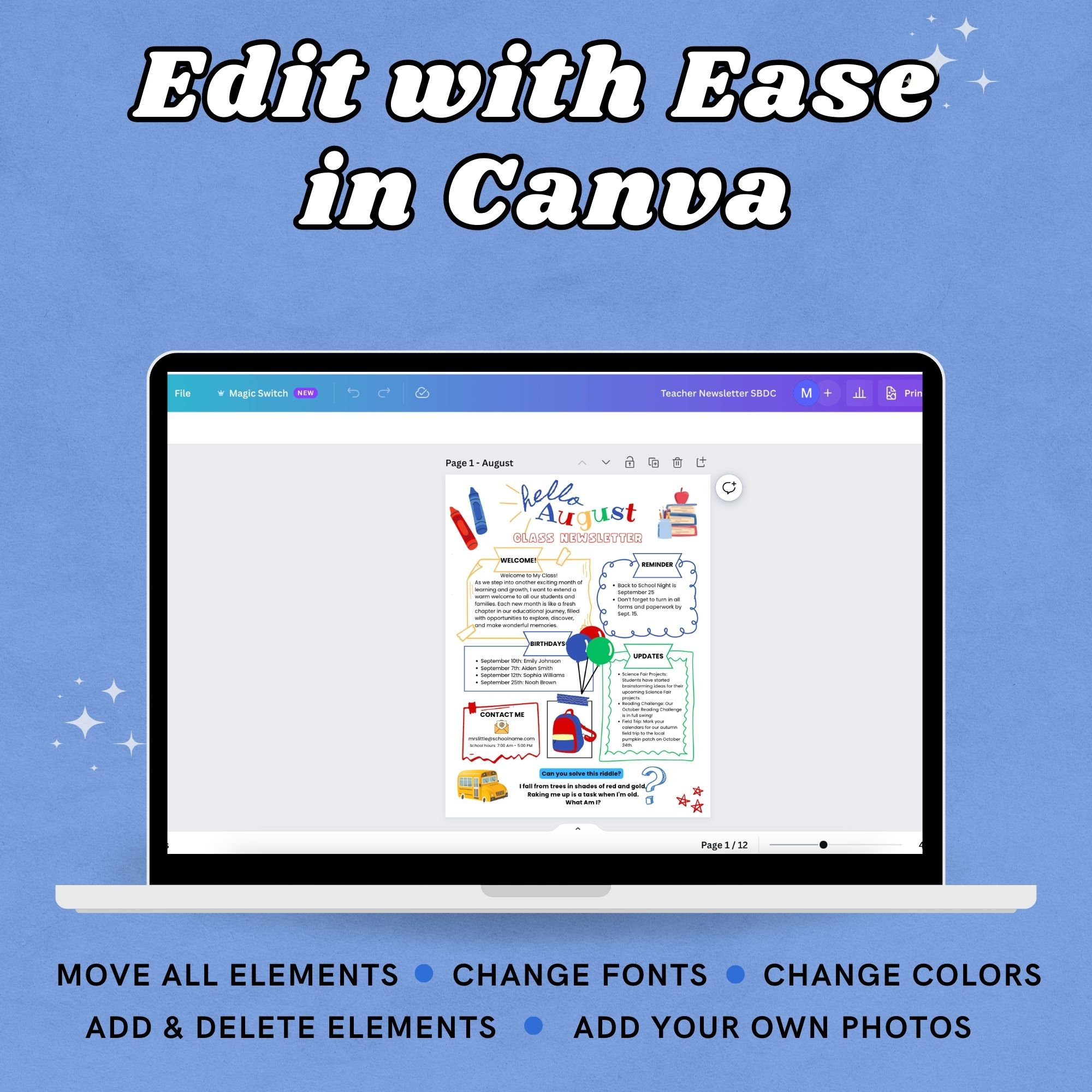 Weekly classroom newsletter template monthly newsletter school