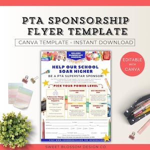 PTA Sponsorship Template, Pta Fundraising Plan, Sponsorship Levels Flyer, PTA Member Form Canva, Join The pta Flyer, PTA Membership Flyer