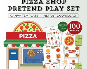 Dramatic Play Pizza Shop, Dramatic Play Daycare Printables, Dramatic Play Posters, Pretend Play Pizza, Dramatic Play Restaurant