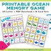 Ocean Themed Printable Memory Game, Ocean Matching Game, Kids Memory ...