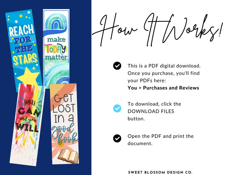 May include: Four colorful bookmarks with inspirational quotes. The bookmarks feature watercolor designs and include the following text: "Reach for the Stars", "Make Today Matter", "You Can and You Will", and "Get Lost in a Good Book".
