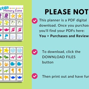 Ocean Themed Printable Memory Game, Ocean Matching Game, Kids Memory ...