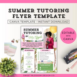Tutoring Flyer Template, Editable Tutoring Flyer, Meet The Teacher Template, Tutoring Services Canva Template, Summer Reading Tutor