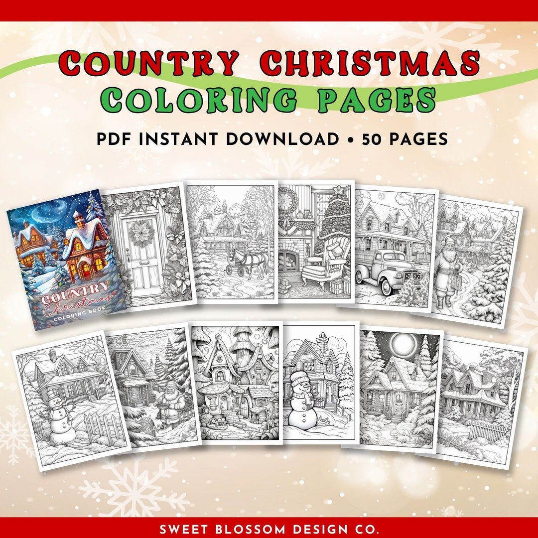 Country Christmas Coloring Pages, Country Christmas Coloring Book ...