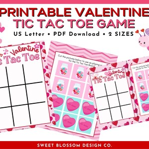 Printable Valentine Tic Tac Toe Game, Printable Games for Kids, Valentine&#39;s Day Party Game, Tic Tac Toe Board, Valentine Activity for kids