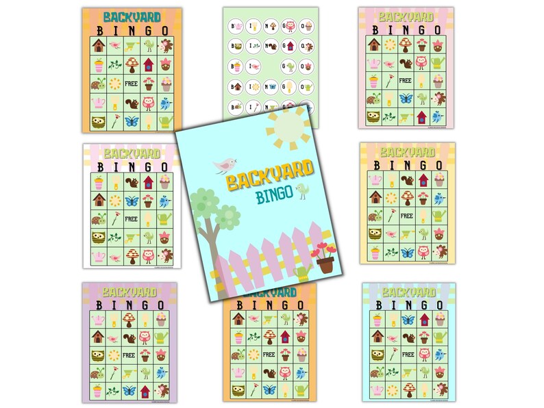 Kids summer printable BINGO cards, Backyard Bingo, Printable Party Game, Birthday Party Game, Family Game Night, School Class Party Game image 6
