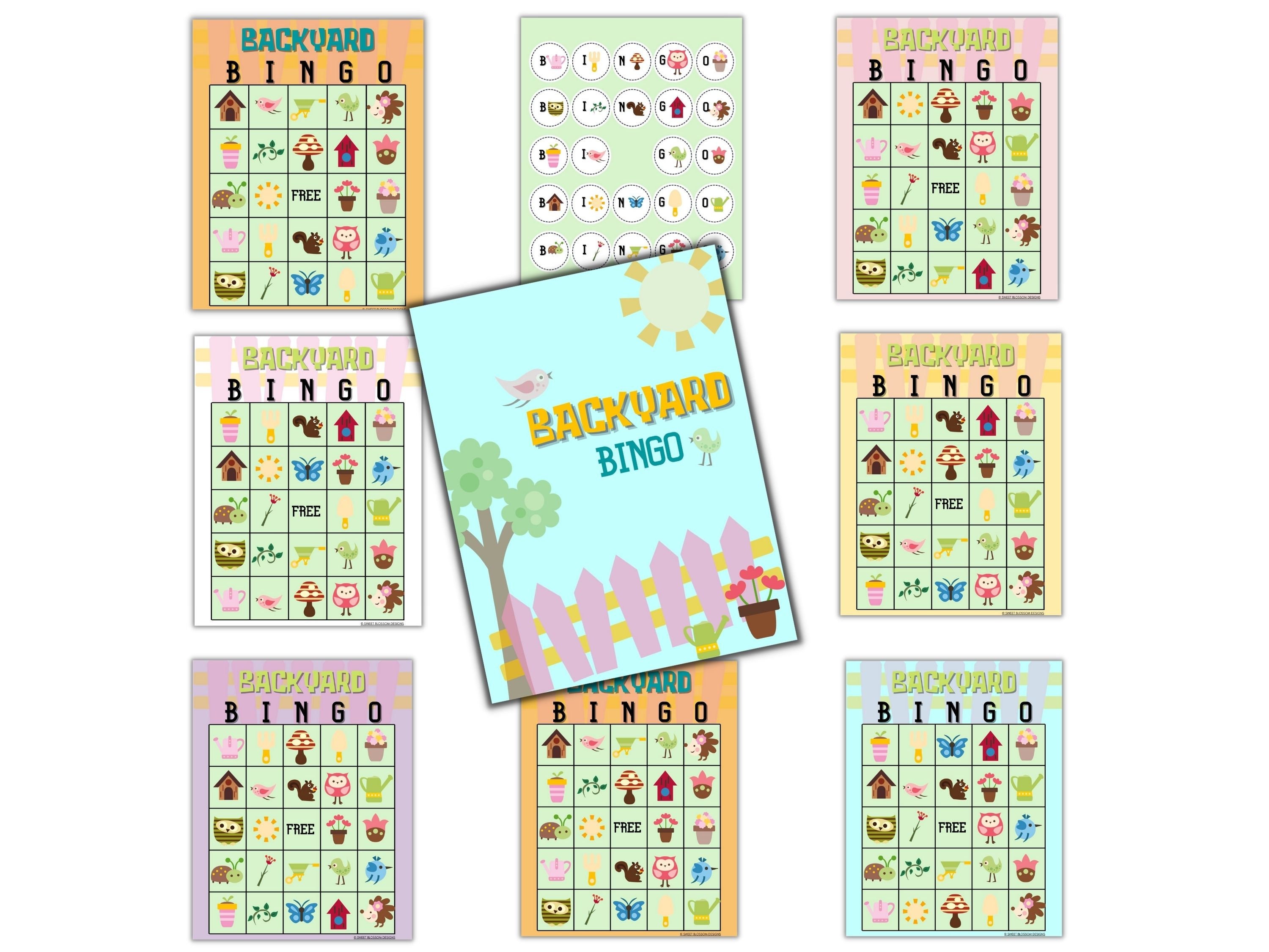 Kids Summer Printable BINGO Cards, Backyard Bingo, Printable Party Game ...