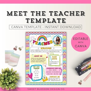 Plantilla para conocer al maestro de guardería, plantilla para conocer al estudiante maestro, carta de bienvenida para maestros, imprimible "Conóceme", plantilla retro para conocer al maestro.