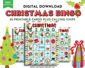 Christmas Bingo, Printable Games for Kids, Christmas Games, Printable Bingo Cards, Printable Party Game, Family Game Night