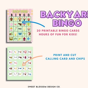 Kids summer printable BINGO cards, Backyard Bingo, Printable Party Game, Birthday Party Game, Family Game Night, School Class Party Game image 4