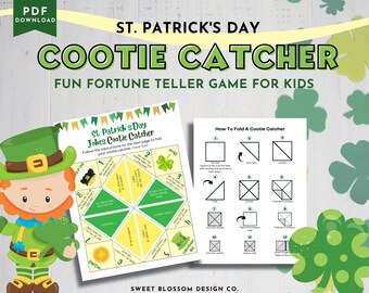 St. Patrick's Day Cootie Catcher, Printable Joke Teller for Kids, Easy DIY Game, Fortune Teller Printable, Cootie Catcher