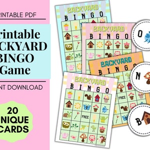 Kids summer printable BINGO cards, Backyard Bingo, Printable Party Game, Birthday Party Game, Family Game Night, School Class Party Game image 3