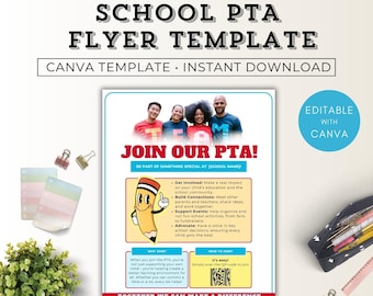 Flyer Rejoignez la PTA, Flyer d'adhésion PTA, Flyer de la semaine d'appréciation des enseignants pour les parents, Modèle de parrainage PTA, Formulaire d'adhésion PTA Canva