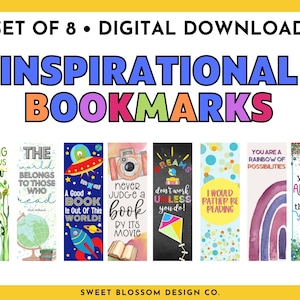 Afdrukbare inspiratiebladwijzers, motiverende bladwijzers voor kinderen, maak lezen leuk, leuke afdrukbare bladwijzers, bladwijzers voor positieve bevestigingen