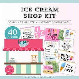 Ice Cream Shop Dramatic Play, Ice Cream Parlor Pretend Play, Dramatic Play Daycare, Ice Cream Shop Play Set Canva, Preschool Sensory Play