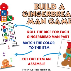 Roll a Gingerbread Man Game, INSTANT DOWNLOAD Printable Christmas Party ...