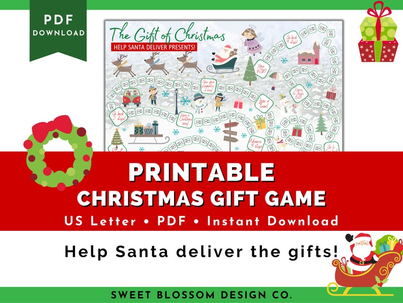 Gift of Christmas Printable Game Christmas Board Game - Etsy