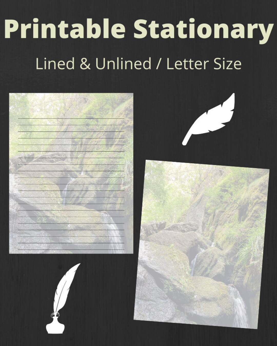 Printable Stationary With Nature Background | Lined &amp; Unlined ...