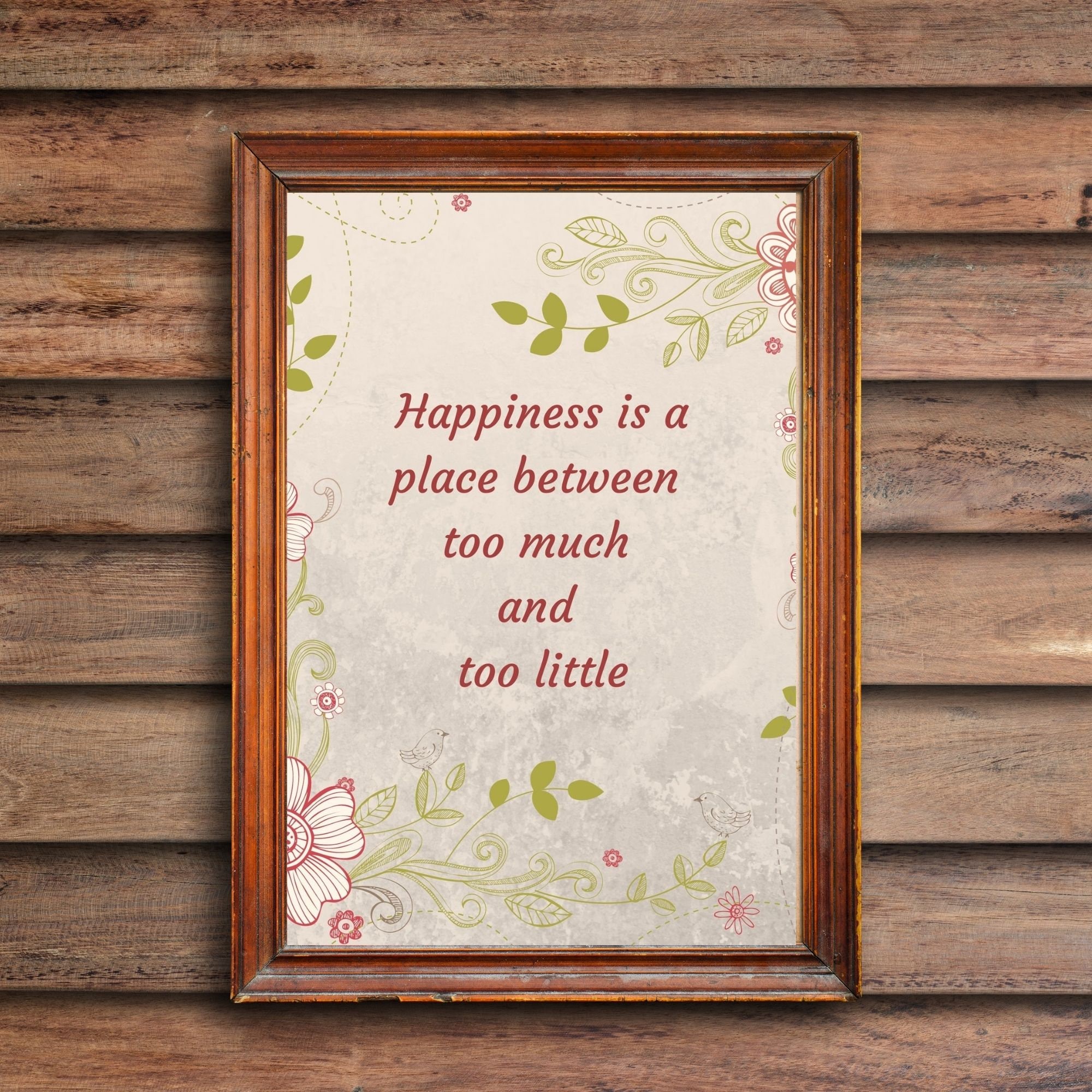 Happiness Quote Printable Floral Wall Art Instant Download - Etsy