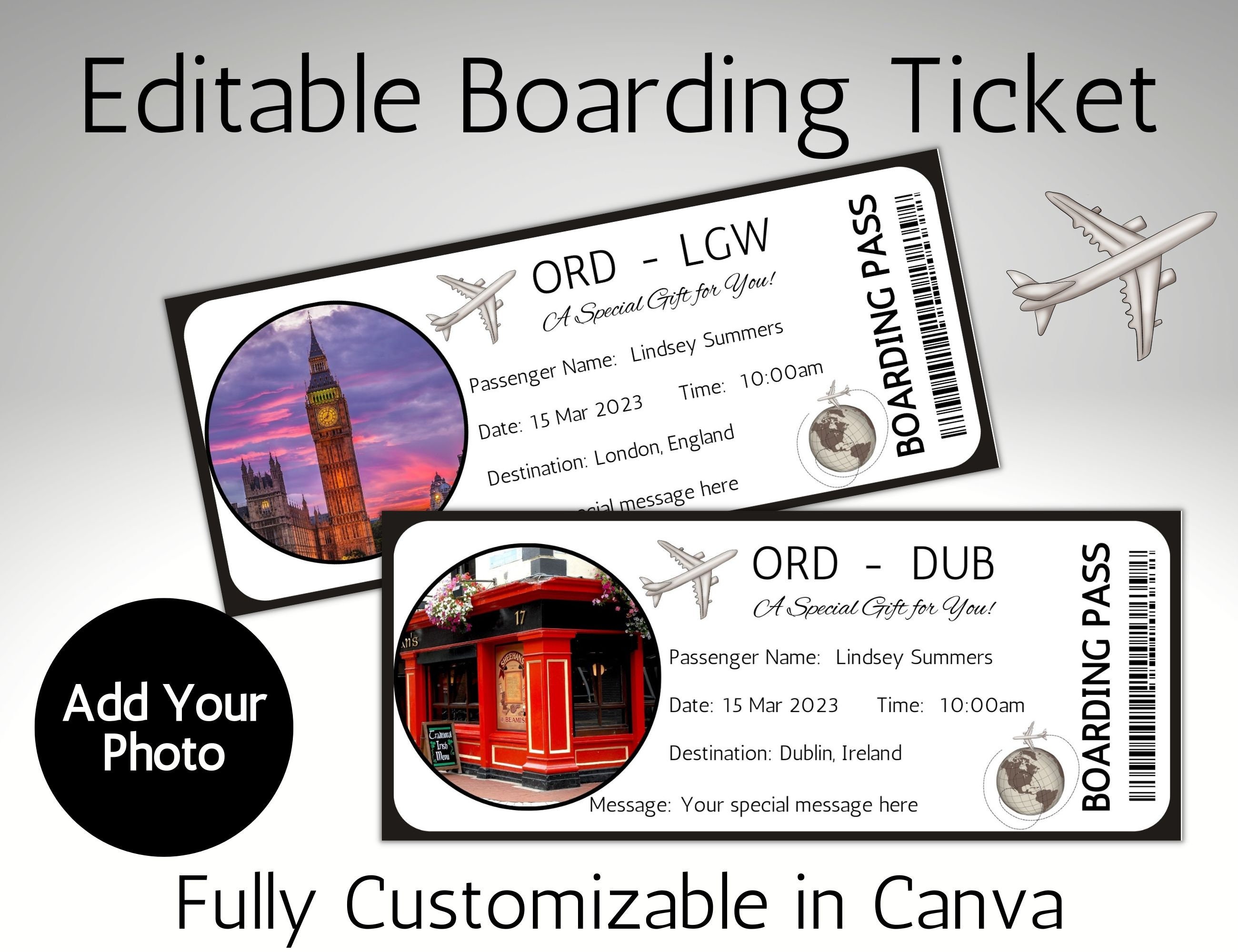 Boding Card Editable Boarding Pass Template, Surprise Gift Boarding Ticket ...