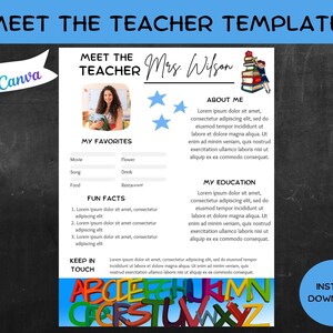 Meet the Teacher Editable Template Back to School Printable