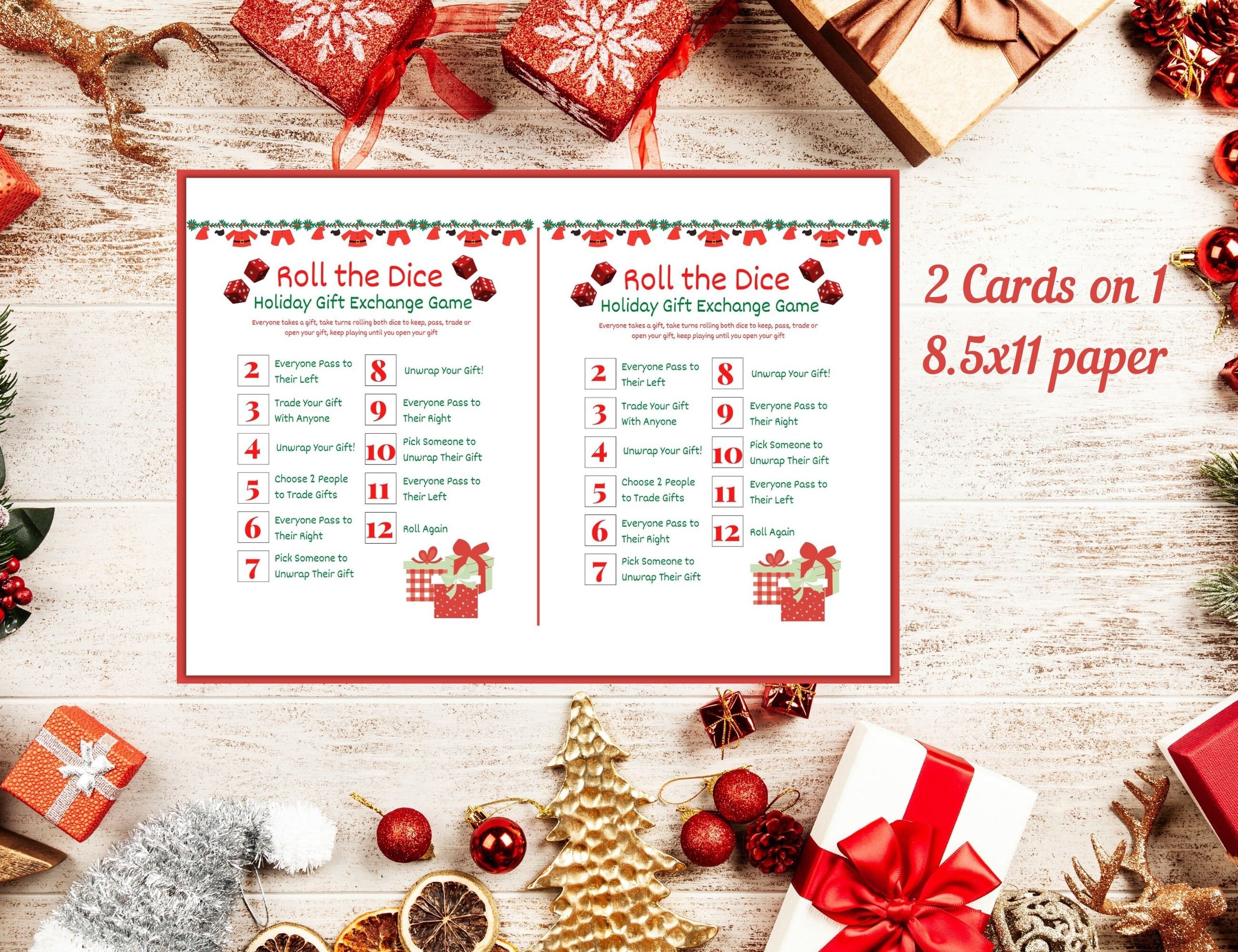 Roll the Dice Holiday Game Party Gift Exhange Christmas Game - Etsy