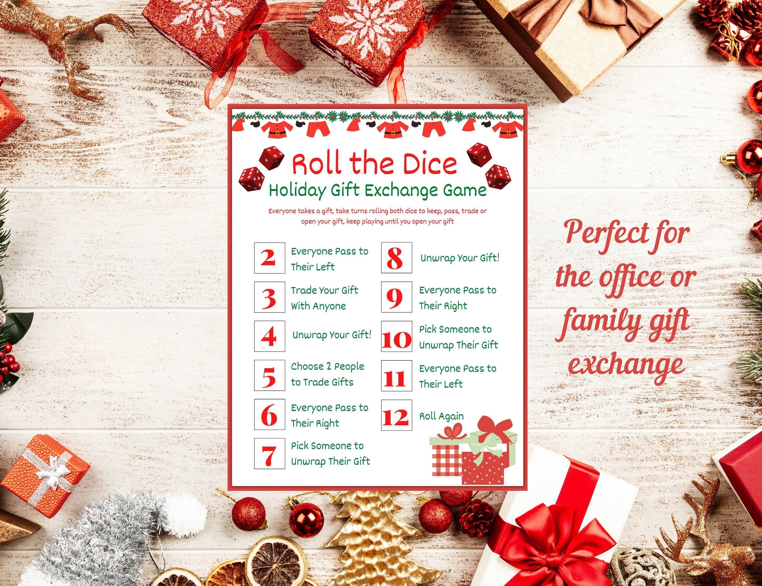 Roll the Dice Holiday Game Party Gift Exhange Christmas Game - Etsy