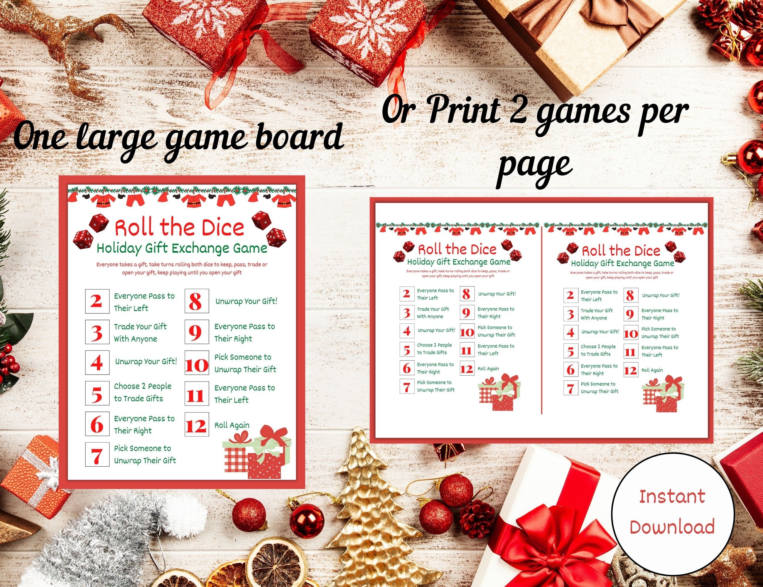 Roll the Dice Holiday Game Party Gift Exhange Christmas Game - Etsy