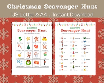 Christmas Scavenger Hunt | Kids Games Printable | Holiday Scavenger Hunt