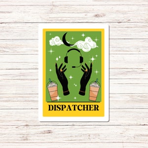 Dispatcher Tarot Card Sticker, Funny 911 Dispatcher Stickers, Funny Dispatcher Stickers, Gift for Dispatchers, Thin Gold Line Sticker