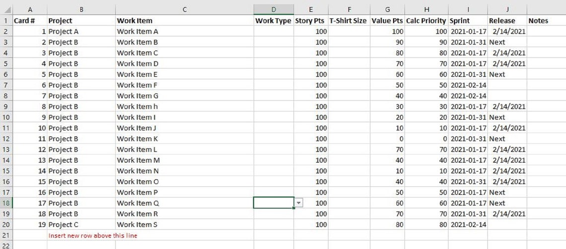Product Backlog spreadsheet | Etsy